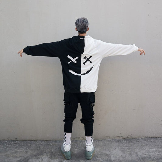Men's Hip Hop 'Be Happy' Smile Print Hoodie